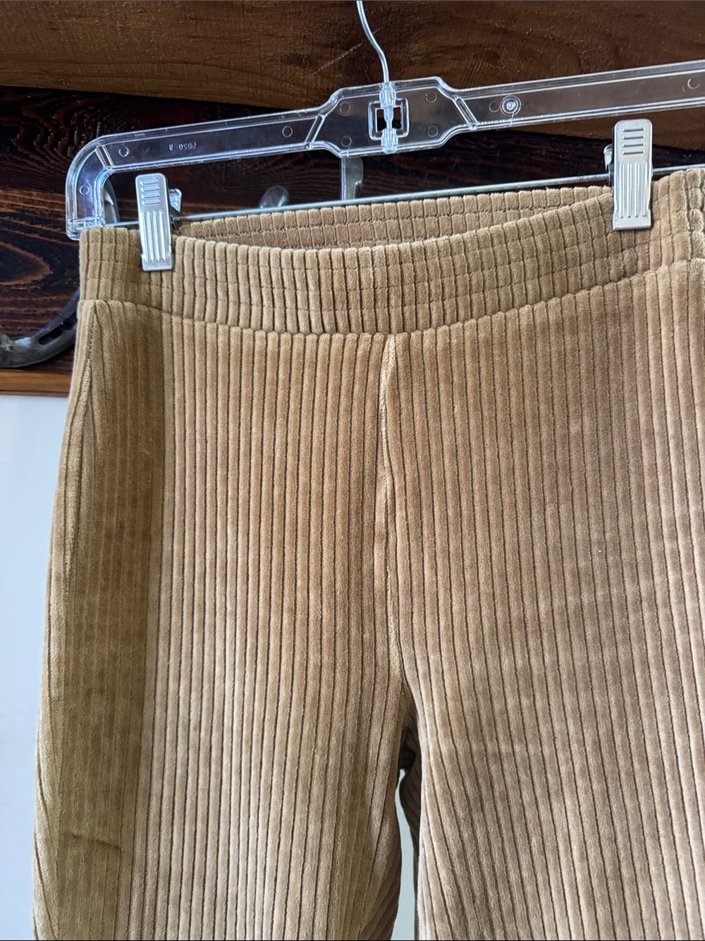 Aerie Ribbed Velour Flared Pants in Camel - Picture 3 of 9